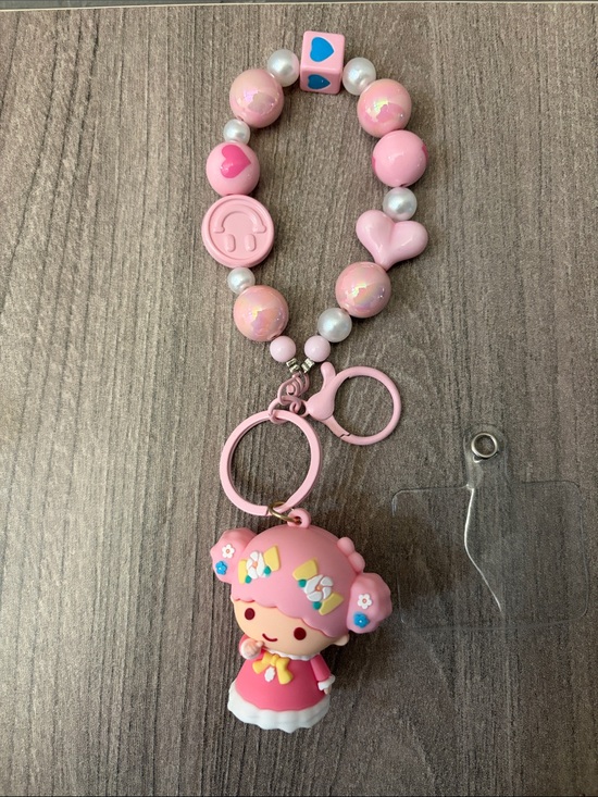 Accessories - Lala Pink Cute Beaded Phone Charm Keychain - NWOT
